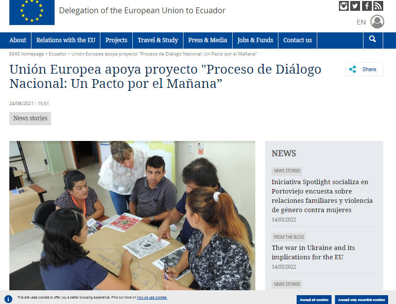 Unión Europea apoya proyecto "Proceso de Diálogo Nacional: Un Pacto por el Mañana”