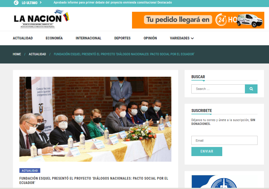 FUNDACIÓN ESQUEL PRESENTÓ EL PROYECTO ‘DIÁLOGOS NACIONALES: PACTO SOCIAL POR EL ECUADOR’