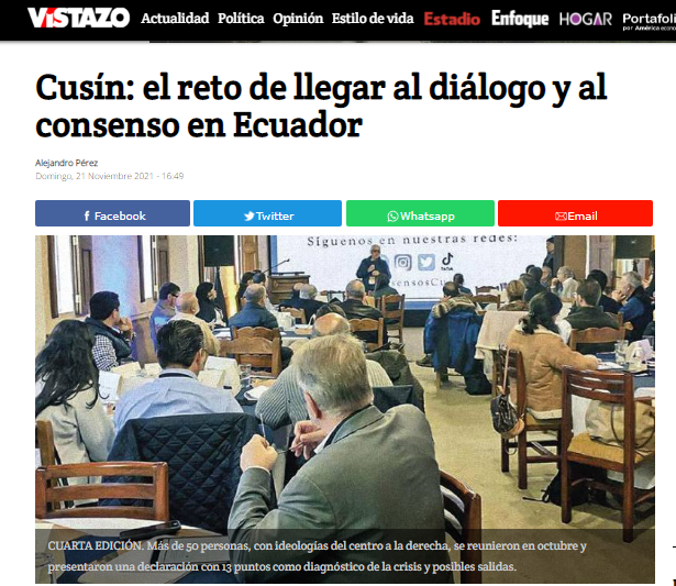 Cusín: el reto de llegar al diálogo y al consenso en Ecuador