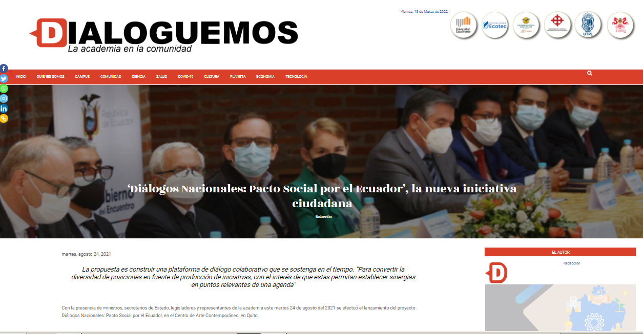 Diálogos Nacionales: Pacto Social por el Ecuador’, la nueva iniciativa ciudadana